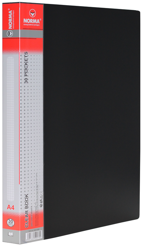 Папка з файлами NORMA (5027-09N), PP, А4, чорна, 600/25 мкм, 30 файлів